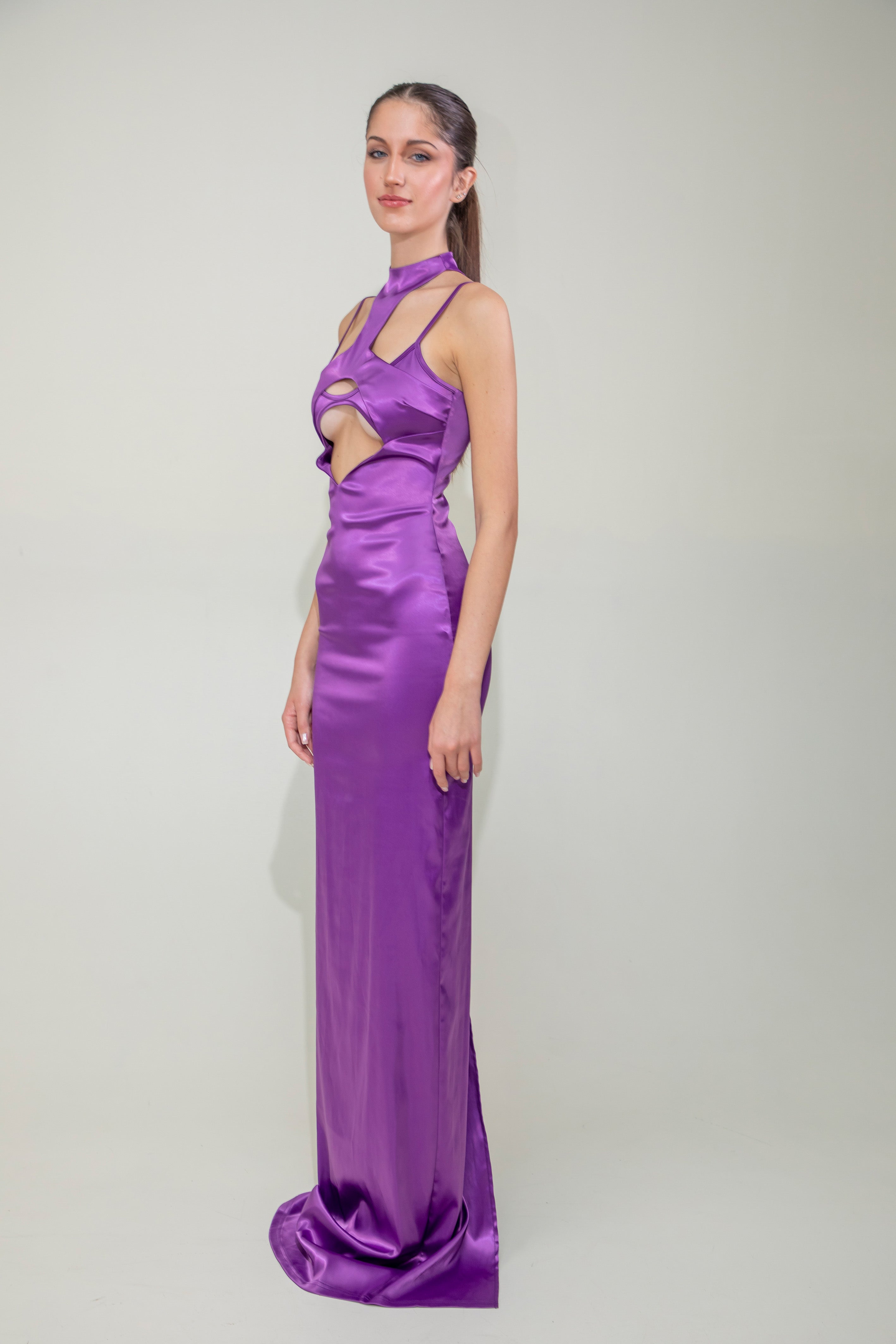 Regal Cutout Satin Gown